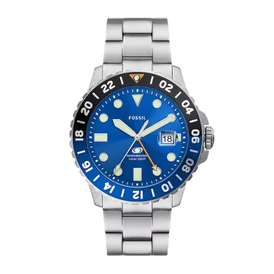 Fossil Blue GMT Stainless Steel Men's Watch